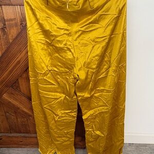 Aman Resort Wear Mustard Silk Wide Leg Pants Luxe Travel